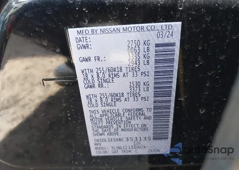 2024 Infiniti Qx60 Pure из США, поврежденный, VIN 5N1DL1ESXRC353135